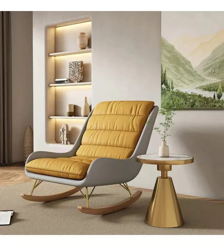 Nordic Rocking Chair Recliner Light Luxury Single-Seat Sofa Home Lazy Fabric Sofa Balcony Living Room Leisure Chair