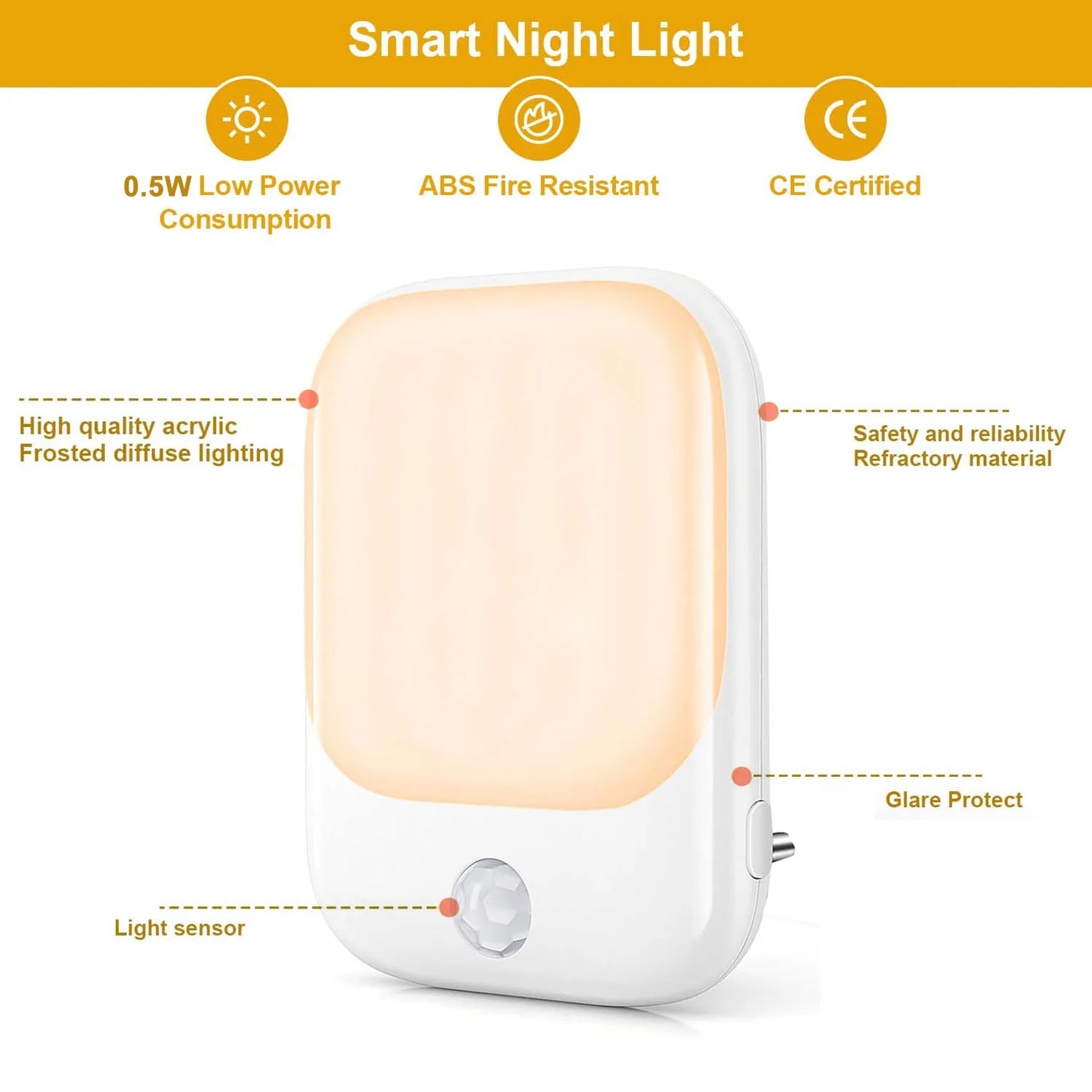 1pc/2pcs EU Plug in LED Motion Sensor Night Lights for Kids Bedroom Auto Dusk to Dawn Sensor Dimmable Wireless Cabinet Lamp