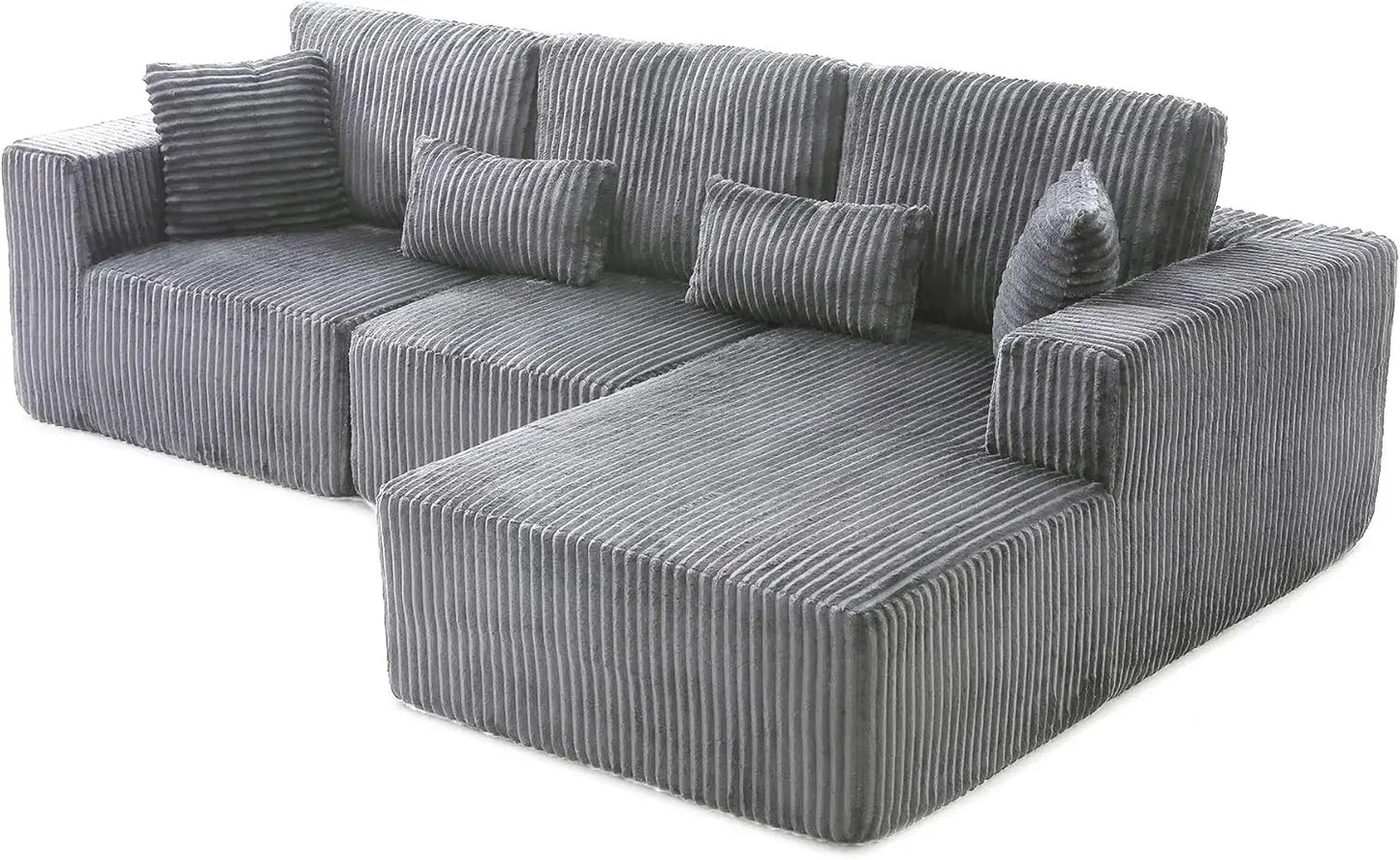 L-Shaped Modular Cloud Sofa with Chaise & Deep Seats
