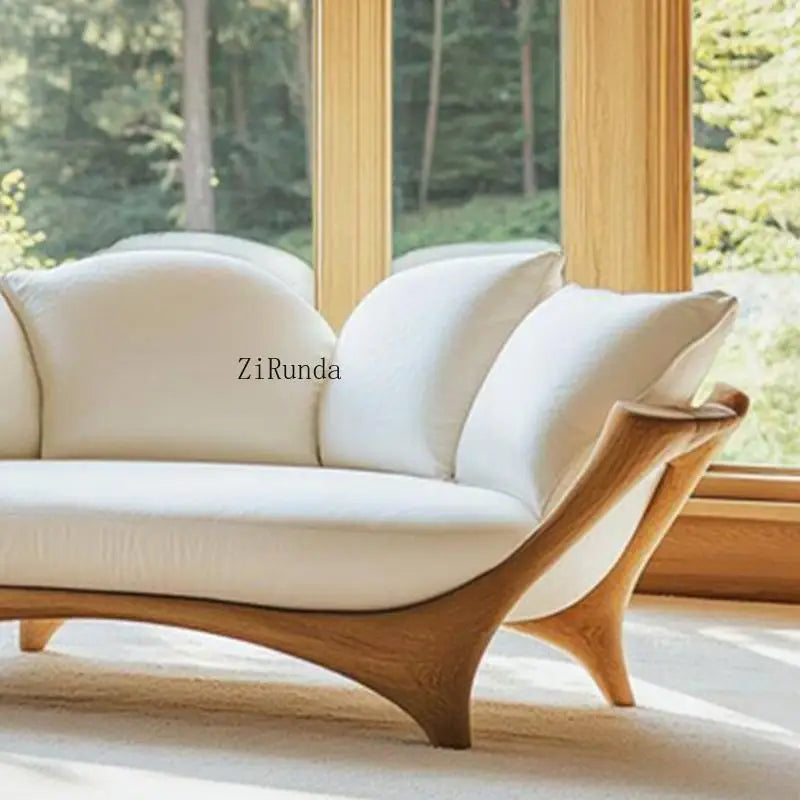 New Chinese-style solid wood sofa living room leather sofa chair modern simple black walnut sofa