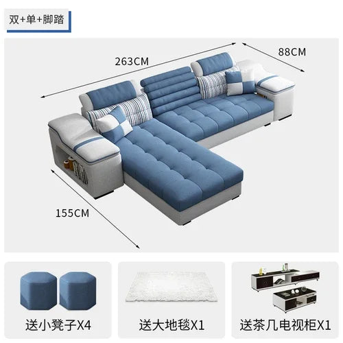 Removable and Washable Latex Free Wash Technology Fabric Sofa Combination Simple Living Room, Living Room Furniture