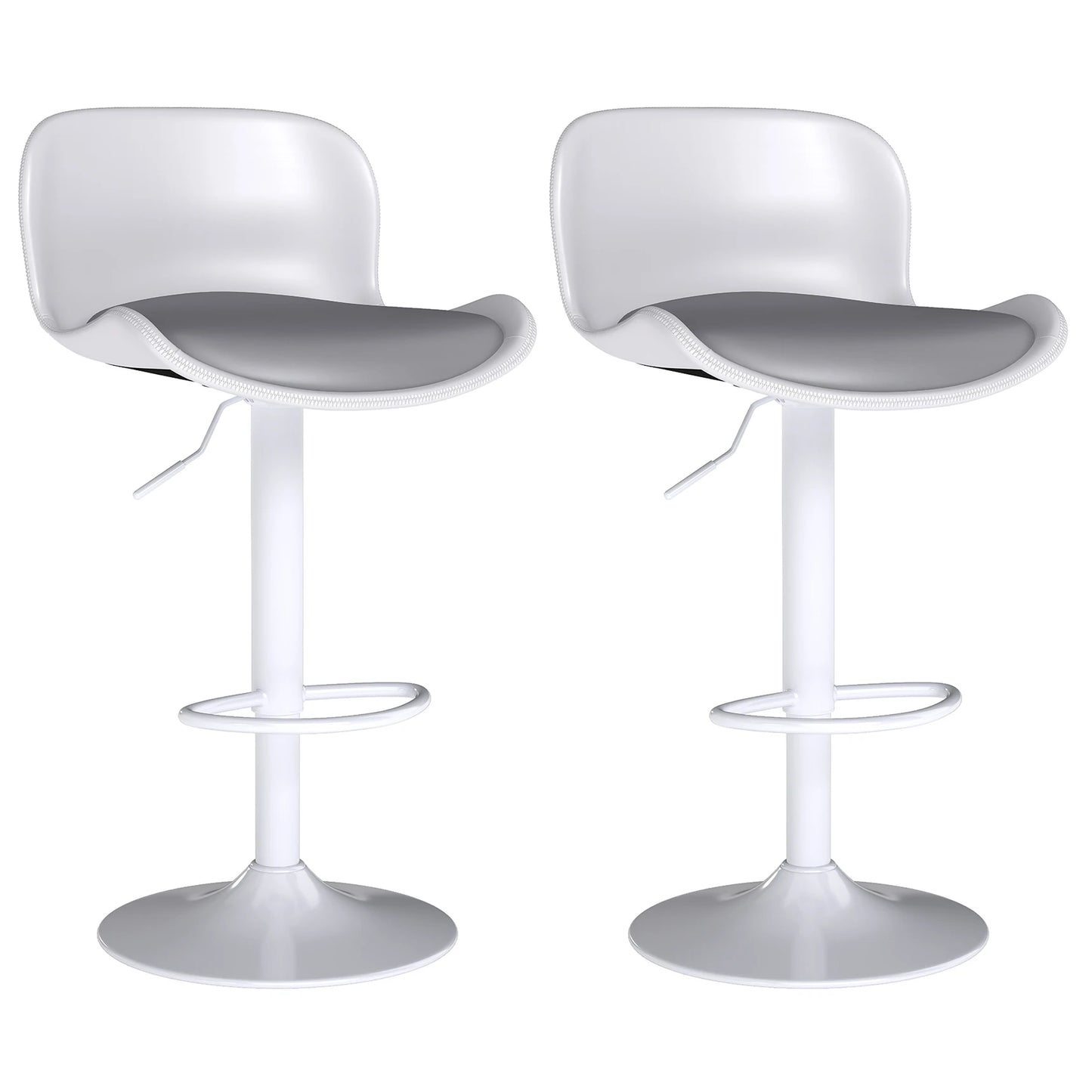 Set of 2 Adjustable PU Leather Swivel Bar Stools with Backrest for Kitchen Counter, Dining, and Bar, Black