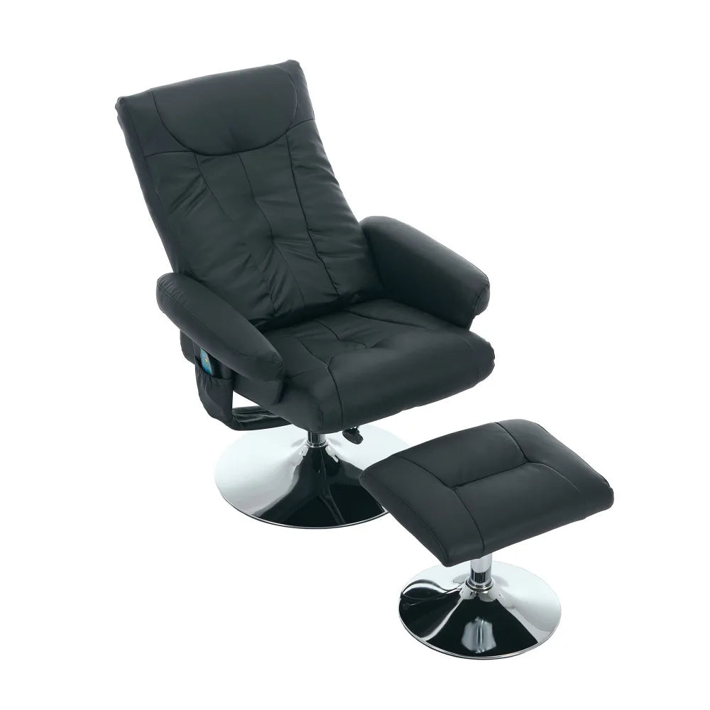 360° Swivel Relaxation Chair with Stool – Reclining Function, 5-Point Massage & Electric Heating, TV Lounge Chair for Comfort