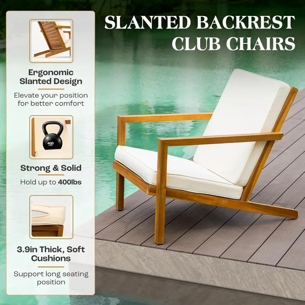 Customizable-Natural 3-Piece Patio Bistro Sets With Foldable 400lbs Weight Chairs, A 220lbs Shelf Table, Made From FSC-Certified
