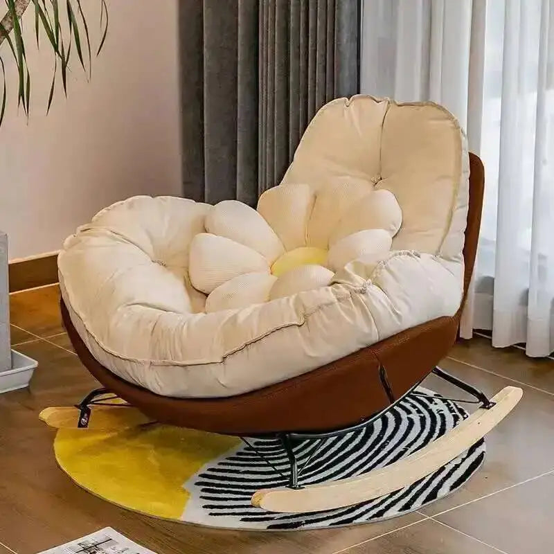 Nordic Sofa Style Single Rocking Chair Lazy Balcony Living Room Bedroom Leisure Can Lie Can Sleep Luxury Eggshell Penguin Chair