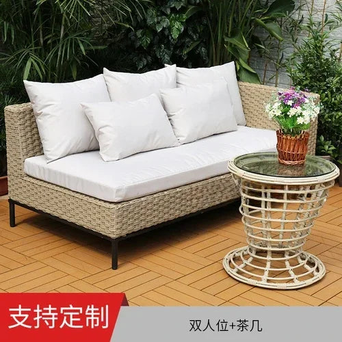 Stylish Outdoor rattan chairs, sofas, courtyards, gardens, leisure rattan art sofas, tea table combinations, sunlight rooms