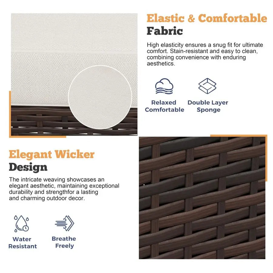 3 Pieces Patio Furniture Set 3 Pieces PE Rattan Wicker Chairs with Table Outdoor Furniture for Backyard Garden Poolside Outdoor