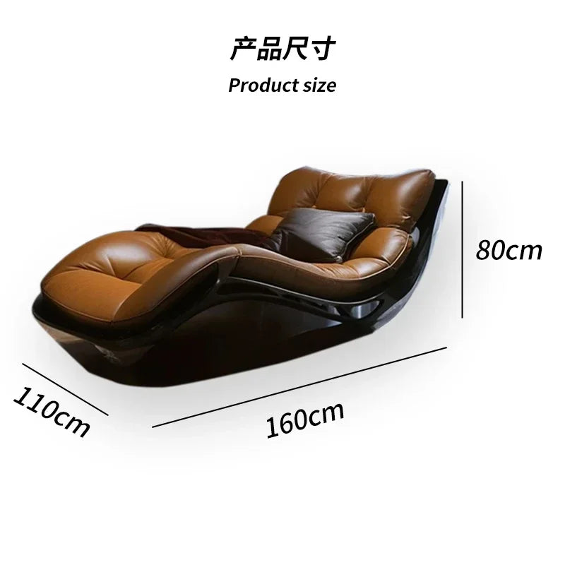 New designer living room minimalist living room fiberglass leather lazy sofa recliner comfortable lunch break down sofa