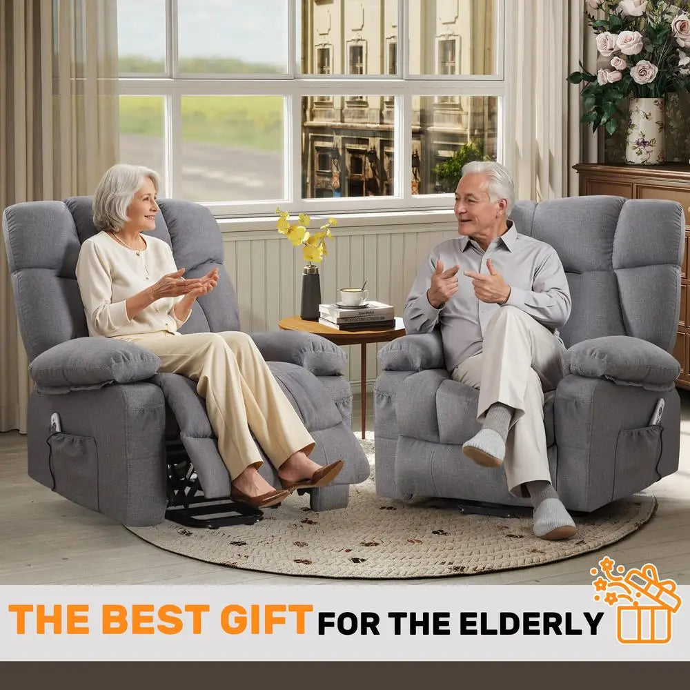 Power Lift Recliner Chair for Elderly, Big and Tall Lift Chair with Massage and Heat for Living Room, Fabric Electric Recliner