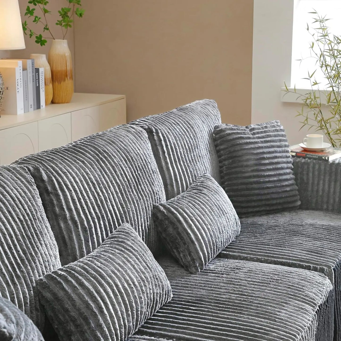 Cloud Sectional Sofa, 107' L-Shaped Dark Grey Couch with Deep Seat Memory Foam, Left-Facing Chaise