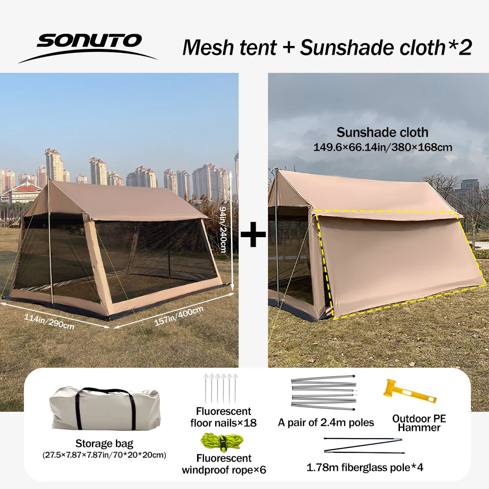 210D Outdoor 6-10p family camping anti-mosquito large canopy Portable folding tent sun protection waterproof beach park pergola