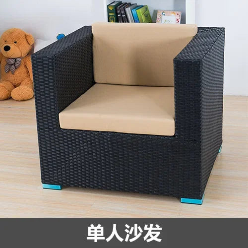 Outdoor rattan sofa, rainproof and sunscreen woven three piece set, tea table combination, outdoor furniture