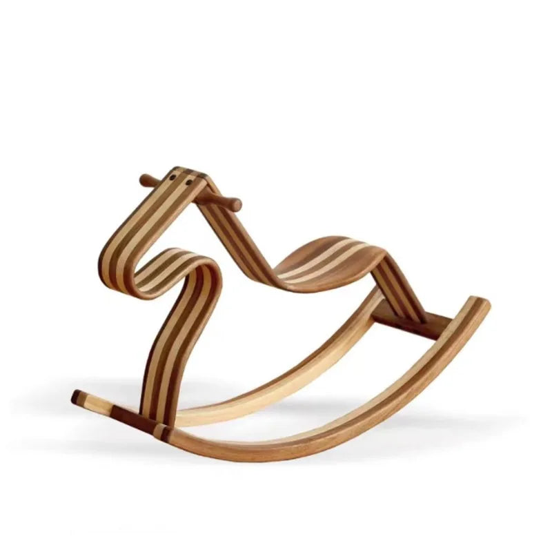 Solid wood color matching parent-child rocking horse chair Nordic light luxury toy birthday gift adults can sit