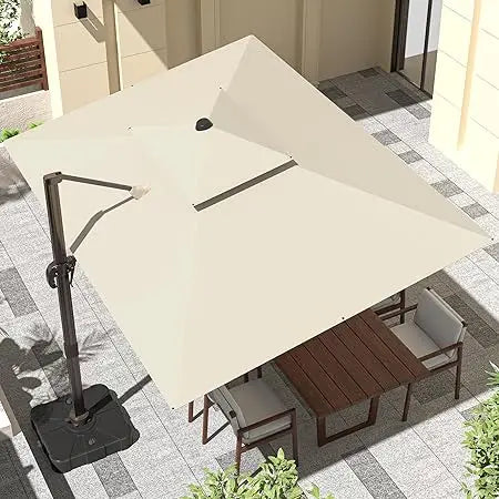 9' X 12' Cantilever Outdoor Patio Umbrellas, with Base Included, Large Rectangle Umbrella Heavy Duty 360°Rotation