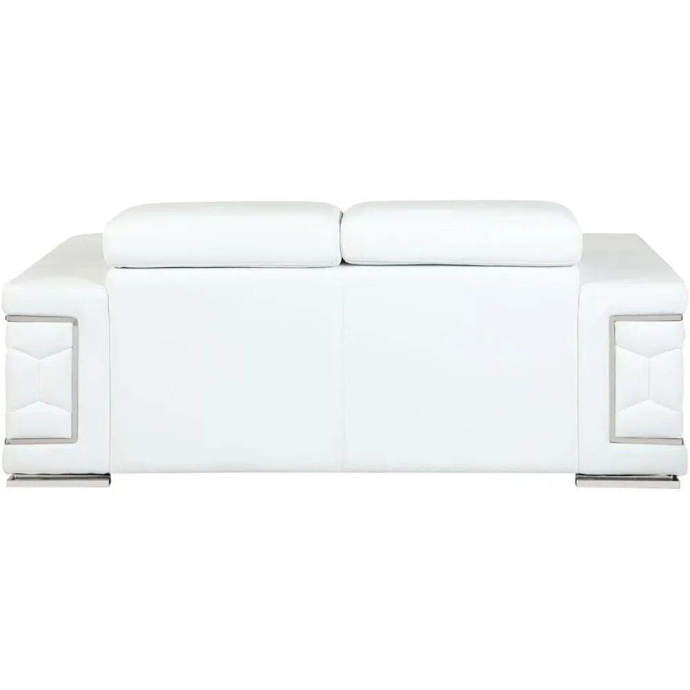 Furniture Usry Top Grain Italian Leather Set with Multi-Position Adjustable Headrests, Elegant Contemporary Design