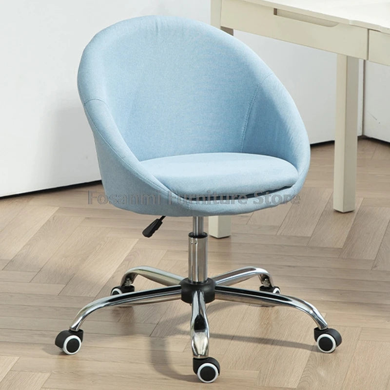 Minimalist Linen Fabric Office Computer Chair with Curve Seat Comfortable Home Swivel Vanity Chair Adjustable Height Desk Chairs