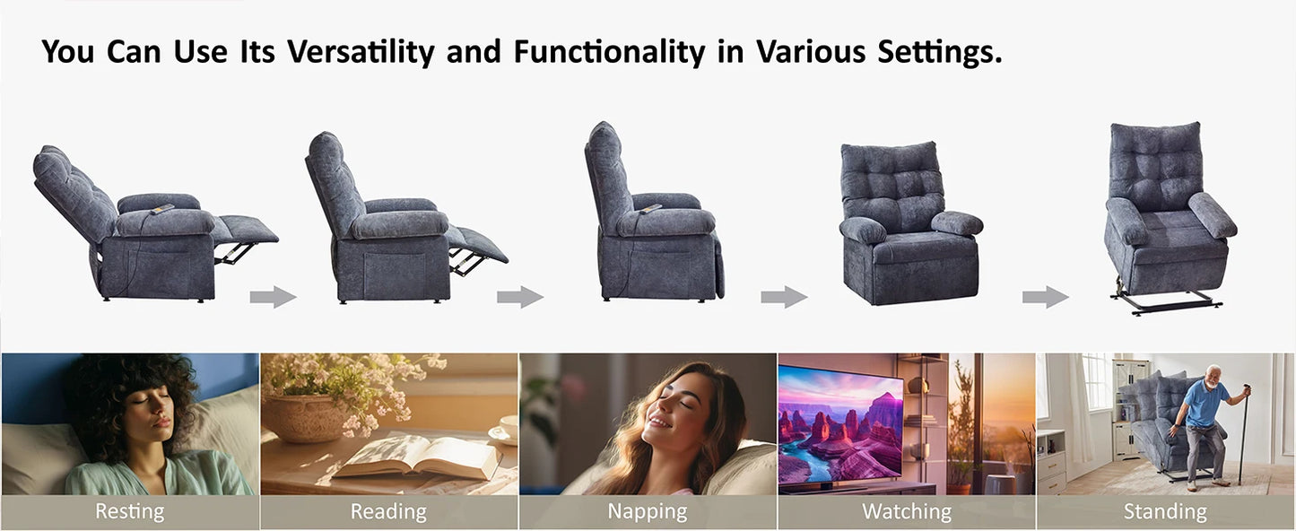 Redlife Power Lift Reliner Chair for Elderly Ergonomic Reliner Sofa w/ 3 Motor Power Adjustable Position for Living Room Bedroom