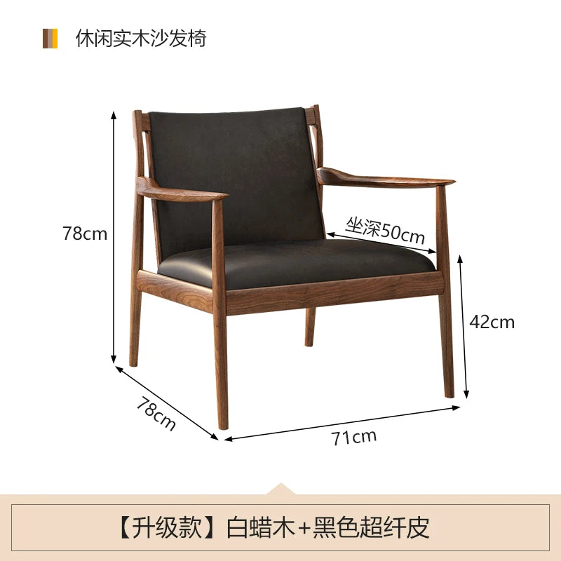 Solid wood medieval single sofa chair designer retro sofa hotel bed and breakfast living room balcony casual armrest chair