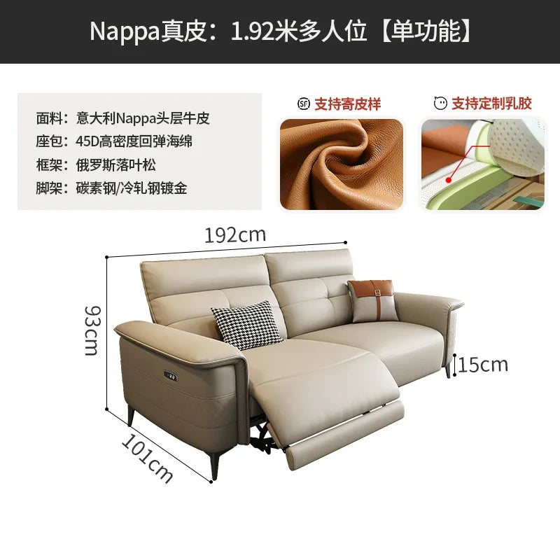 Luxury Electric Function Sofa Bed Italian Living Room Furniture Home Back Armrest Sofa Recliner Modern Leather Living Room Sofas