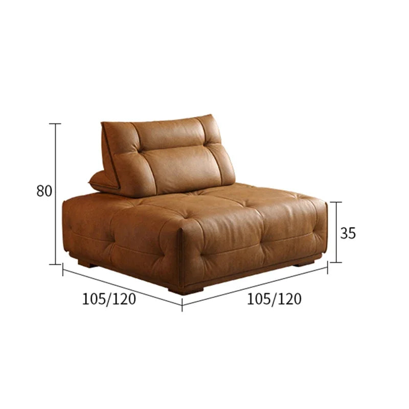 European Living Room Couch, Brown Modular Design, Villa Corner Sectional Style, Double Lounge Leather Canape Salon Furniture
