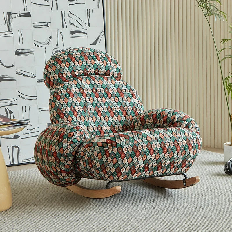 Internet celebrity rocking chair, household cream wind living room balcony bedroom leisure single sofa rocking chair