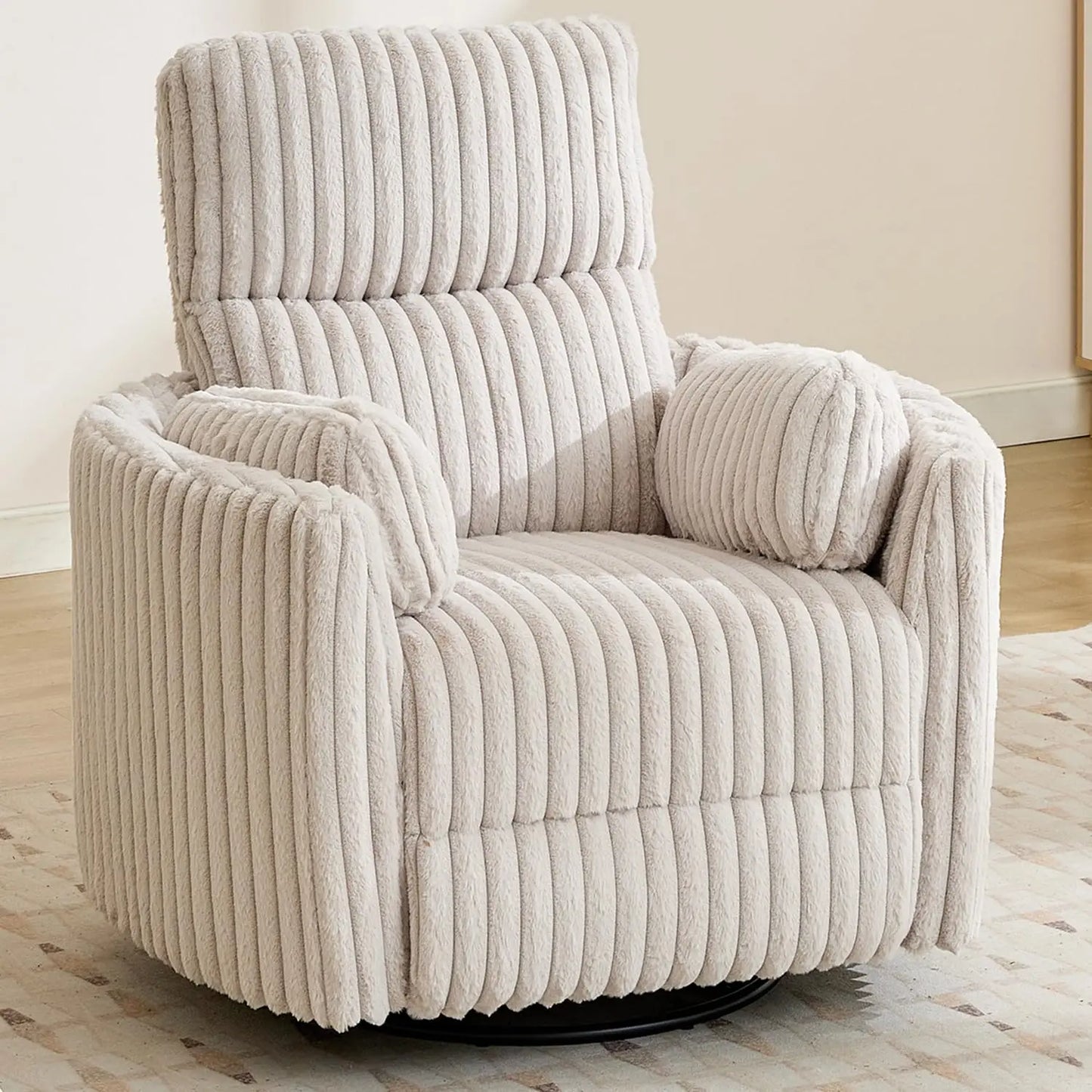 TODRANI Power Swivel Glider Rocking Recliner Nursery Chair with 2 Pillows, Reclining Chair with Type - C & USB Charger Ports