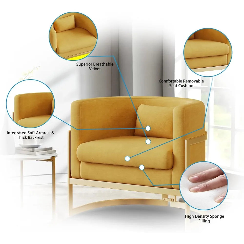 velvet upholstered barrel-back accent chair for modern living rooms, mid-century inspired lounge sofa, tub-style club side chair