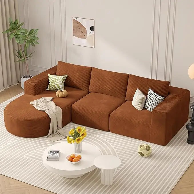 Modular Sectional Sofa with L-Shape Chaise,Cloud Sectional Modern Sleeper Couch with Deep Seat,Sponge Compression Sofas with Rev