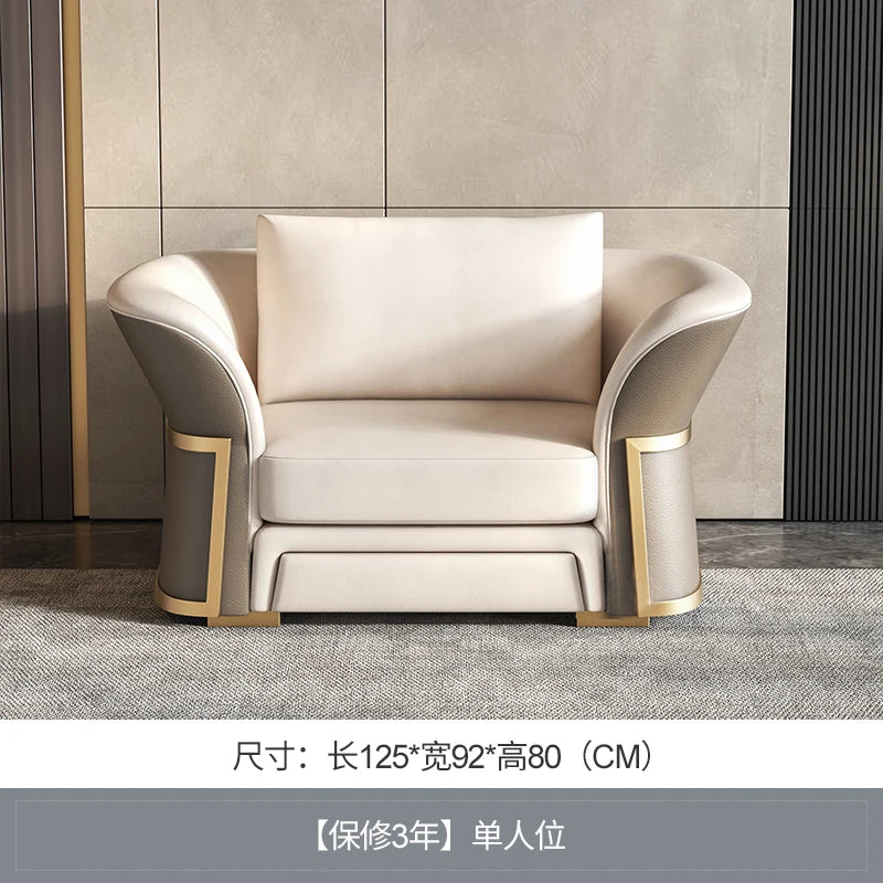 Italian Designer Leather Sofas Luxury 3 Pieces Set Minimalist Modern Sofa Loveseat Floor Divano Soggiorno Home Furniture