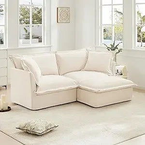 83.4” L-Shaped Comfy 2-Seat Sofa Couch Upholstered Deep Seat Couches With