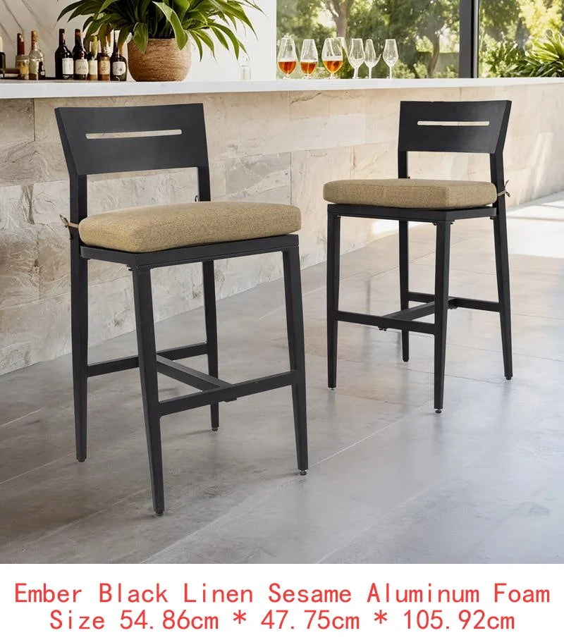 Modern Outdoor 2-Piece Swivel Bar Chairs - Aluminum Frame, 360° Swivel, Ergonomic Backrest, Tapered Legs, Sunbrella Cushion,
