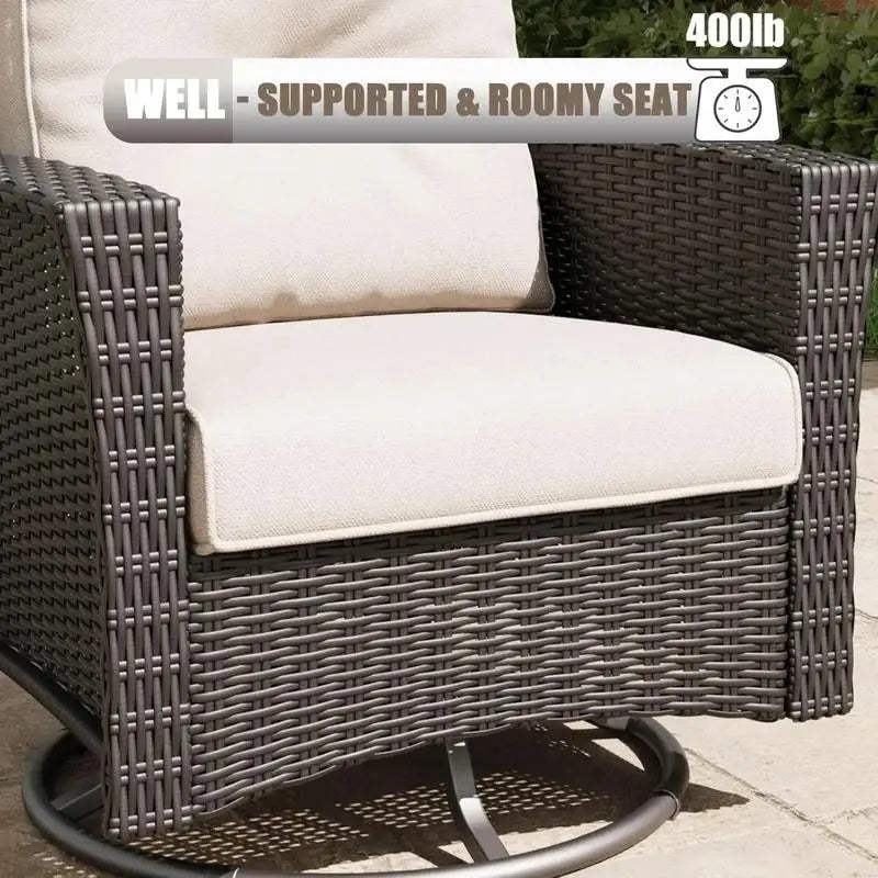 9-Piece Outdoor Wicker Conversation Set with 360-Degree Swivel Chairs