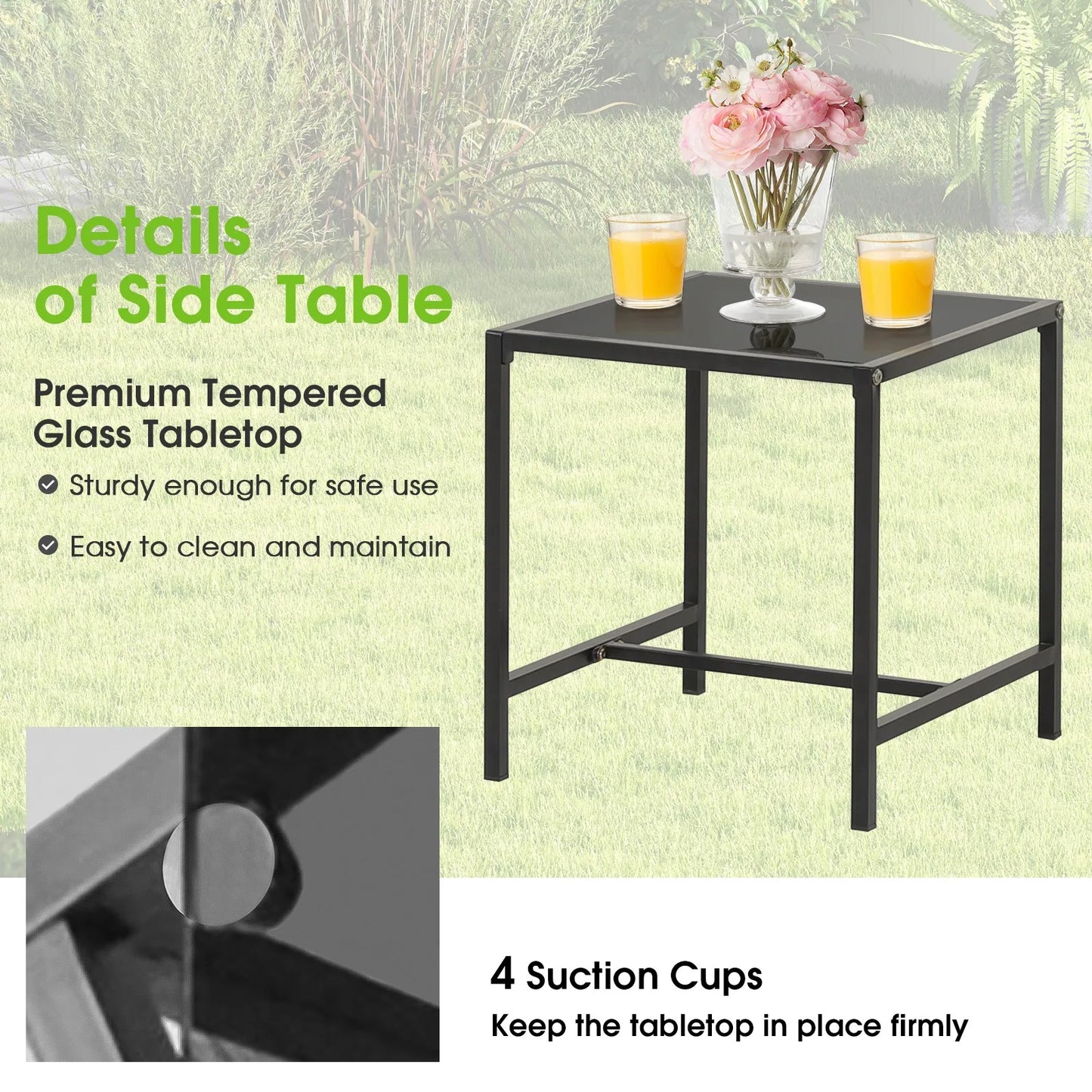 Garden Furniture Sets3 Piece Patio Furniture Set Woven PE Wicker Chairs with Tempered Glass Table Modern Outdoor Lounge