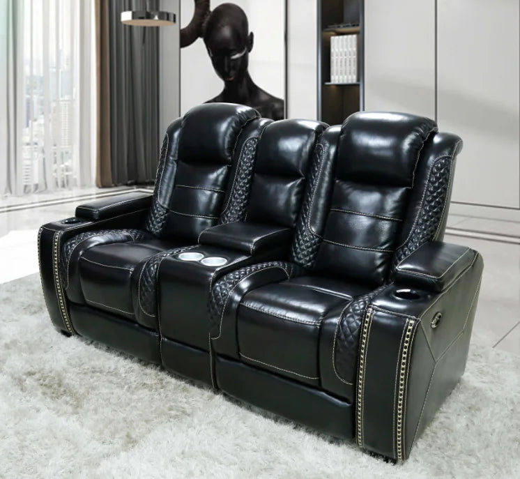 Luxury Power Recliner White Leather Sofa for Home Theater Electric VIP Cinema Sofa Set with Extendable Feature for Lay Down