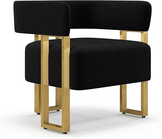 Modern Sherpa Boucle Accent Chair Upholstered Armchair White Bucket Chair Comfy Side Chair Round Barrel Arm Chairs for Small Sp