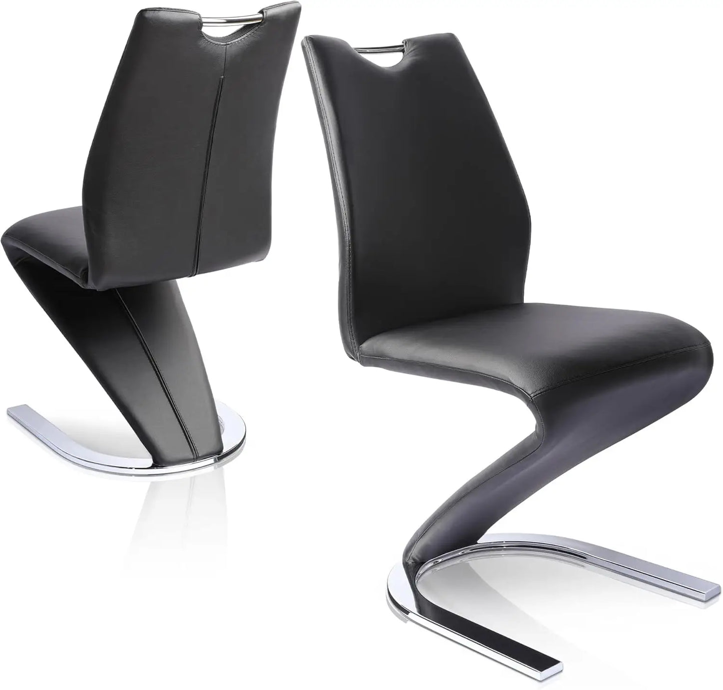 Mermaid Dining Chairs Set of 2, Modern Kitchen Dining Room Armless Upholstered Side Chairs in PU Leather Cushion Seat