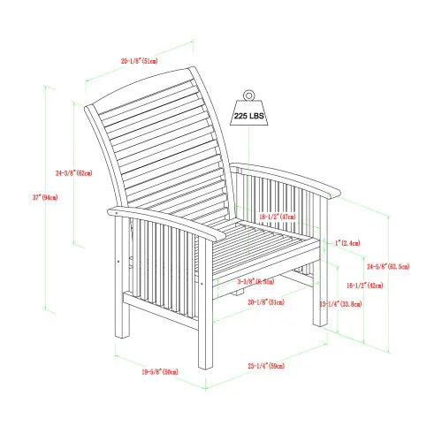 Modern 2-Piece Slat-Back Patio Chairs with Cushions - Dark Brown