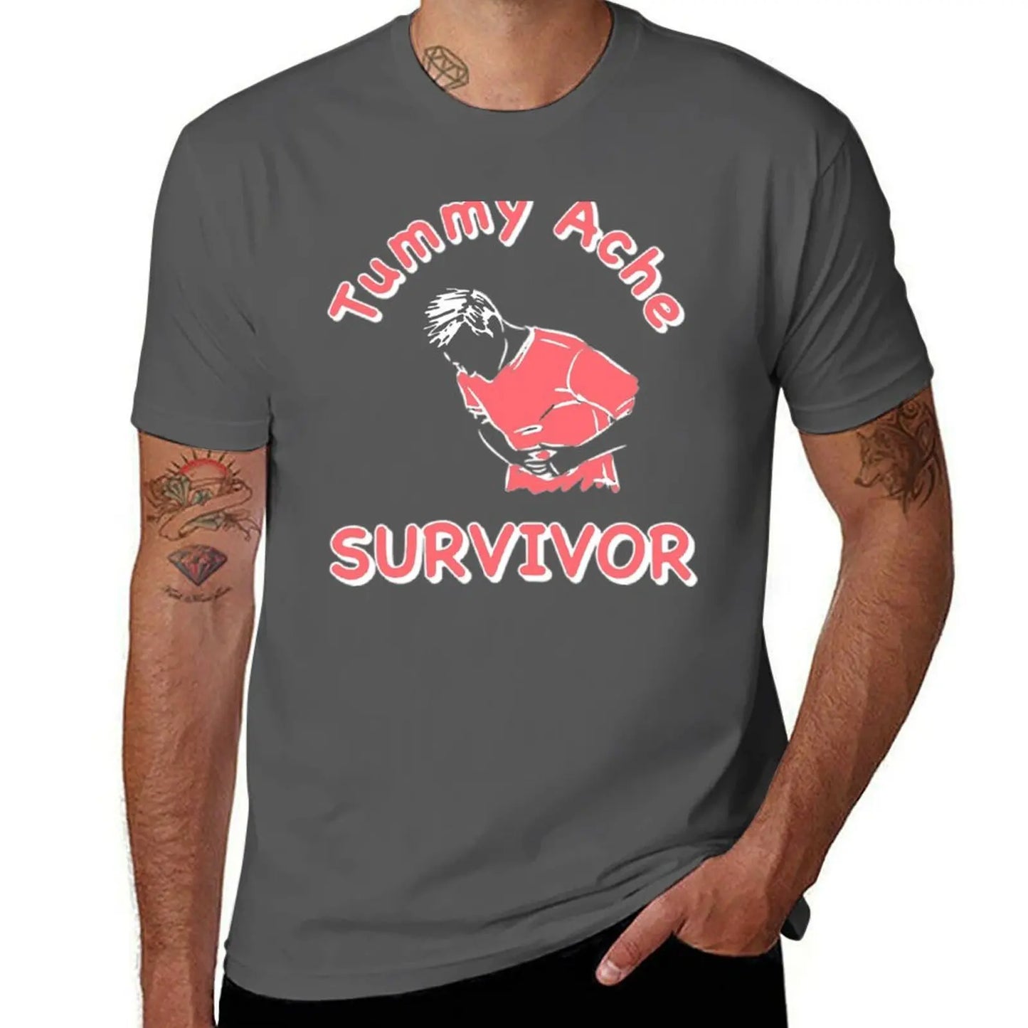 man cotton for shirt shirts Funny shirts Tummy t cotton T-Shirt graphic man for t t Ache Survivor man soft