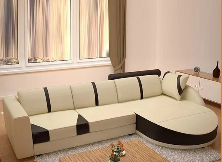 Living Room Home L Shape Real Leather Furniture Living Room Sofa Set