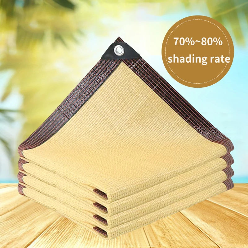 4x4m Camping Awning Tent Summer Outdoor UV Protection Shade Membrane Sun Shade Net Car Tent Beach Privacy Sunscreen Mesh Cover