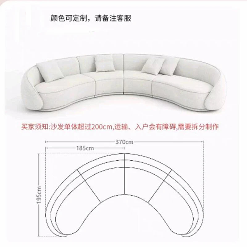 Italian minimalist large curved sofa living room small apartment light luxury designer fabric sofa