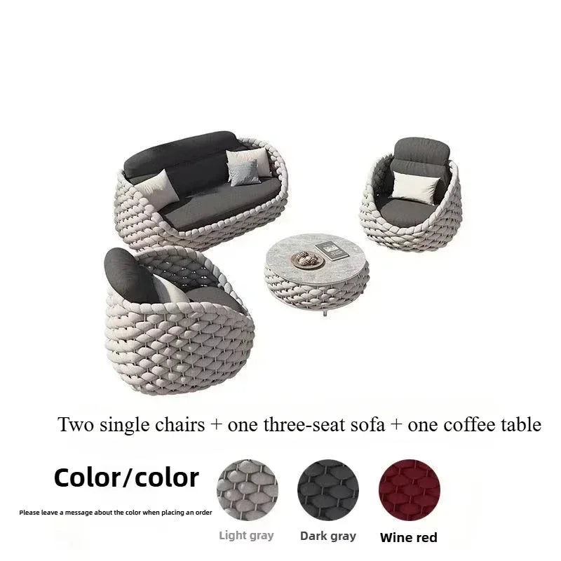 Outdoor Rattan Sofa Courtyard Combination Double Chair Leisure Terrace Villa Living Room Balcony Outdoor Seat Furniture Home