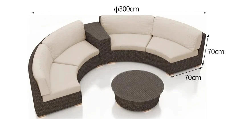 Outdoor sofa combination garden terrace leisure rattan circular courtyard outdoor open-air rattan chair sun room rattan sofa
