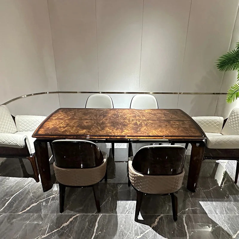 Light luxury solid wood dining table and chairs