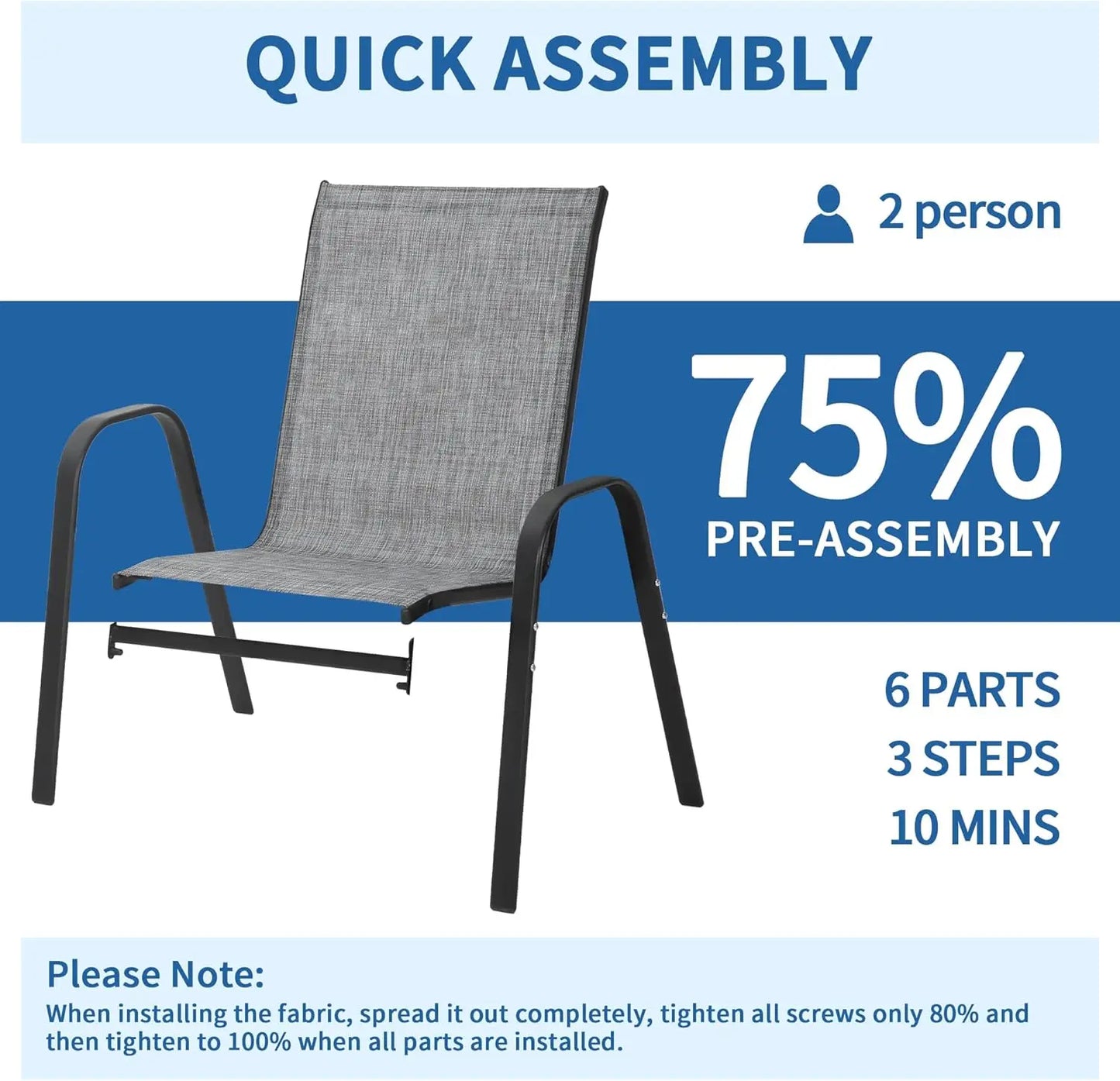 Patio Chairs Set of 8 - Outdoor Stackable Dining Chairs for All Weather - Lightweight Textilene Outdoor Chair Sets with Armrests