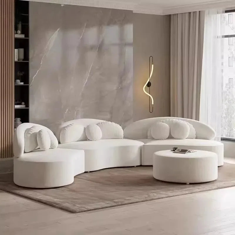 Nordic Set Furniture Living Room Curved Sofa Sectional Couch Set Modern Living Room Sofa Floor Sofas Couch