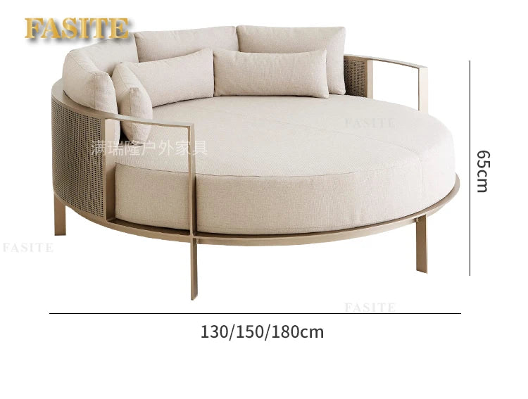 Villa Swimming Pool Outdoor Sofa Courtyard Garden Balcony Large Round Bed Beach Outdoor Lounger Champagne Gold