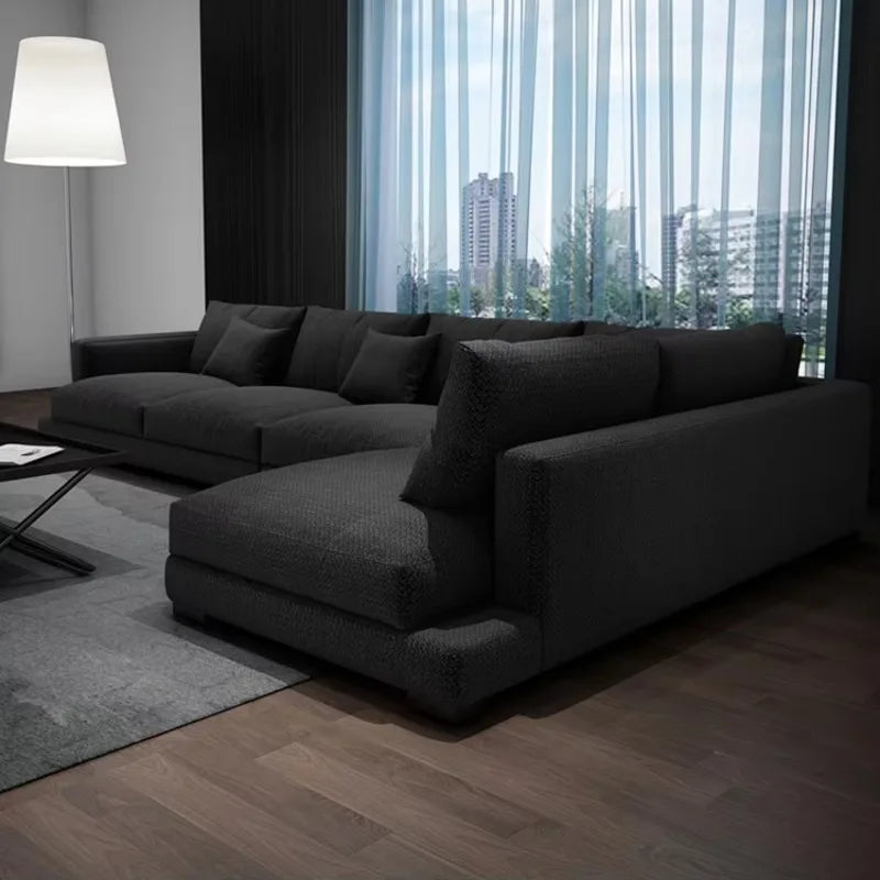 -For Extra Large Black Wide Corner Sofa Fabric Corner Couch 7 Seater Living Room Sofas Floor Couch&