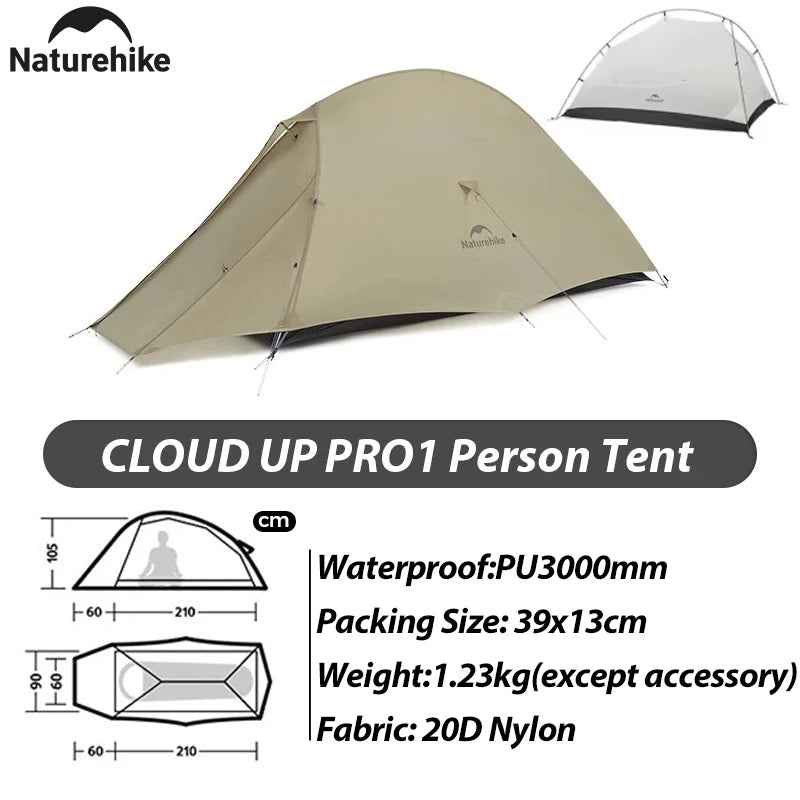 Naturehike Cloud Up Pro Tent 1 2 Person 20D Ultralight Portable Waterproof Camping Tent Outdoor Hiking Travel Backpacking Tent