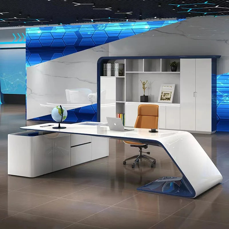 High End Luxury Modern L-shaped boss Executive Desk Furniture, Wooden Office Furniture, Executive Desk Design for Managers